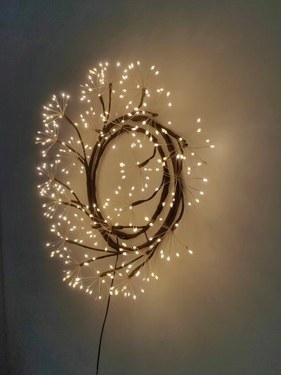 37526-BR - 24in LED Christmas Wreath Brown Indoor Hanging Holiday Decor Hi-Line Gift Ltd.