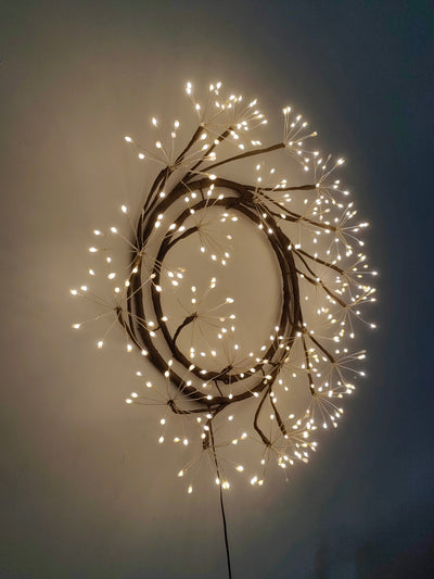 37526-BR - 24in LED Christmas Wreath Brown Indoor Hanging Holiday Decor Hi-Line Gift Ltd.