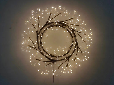 37526-BR - 24in LED Christmas Wreath Brown Indoor Hanging Holiday Decor Hi-Line Gift Ltd.