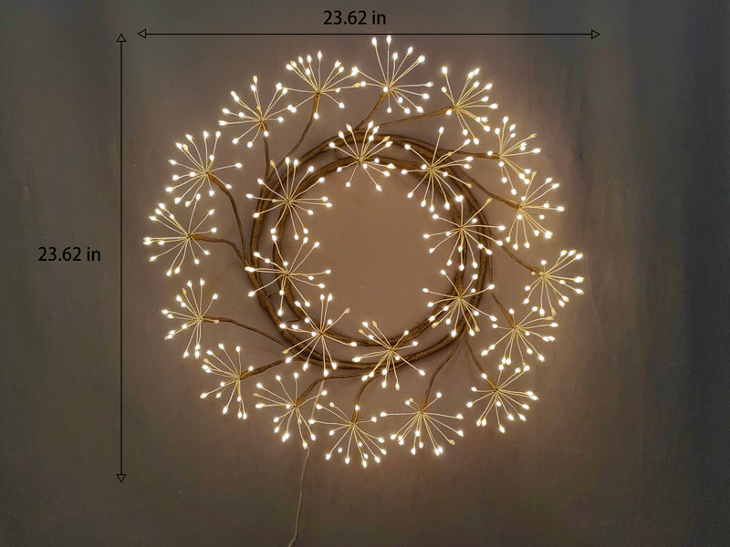 37526-BR - 24in LED Christmas Wreath Brown Indoor Hanging Holiday Decor Hi-Line Gift Ltd.