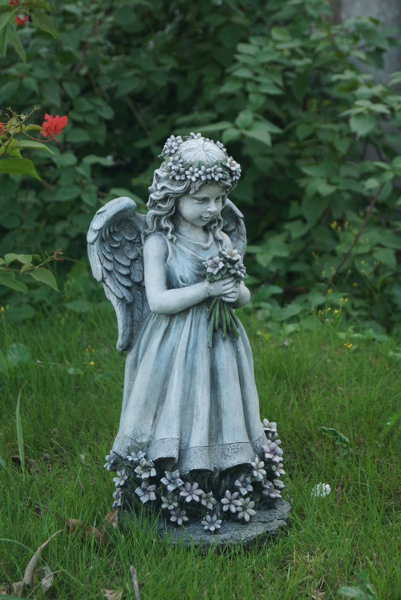 Angel Holding Flowers Statue HI-LINE GIFT LTD.