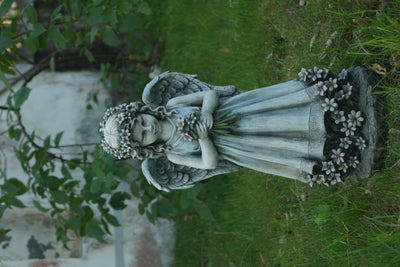 Angel Holding Flowers Statue HI-LINE GIFT LTD.