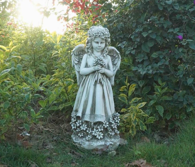 Angel Holding Flowers Statue HI-LINE GIFT LTD.