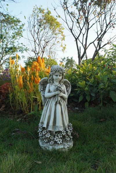 Angel Holding Flowers Statue HI-LINE GIFT LTD.