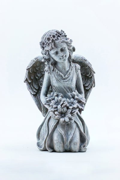 Angel Kneeling Holding Flowers HI-LINE GIFT LTD.