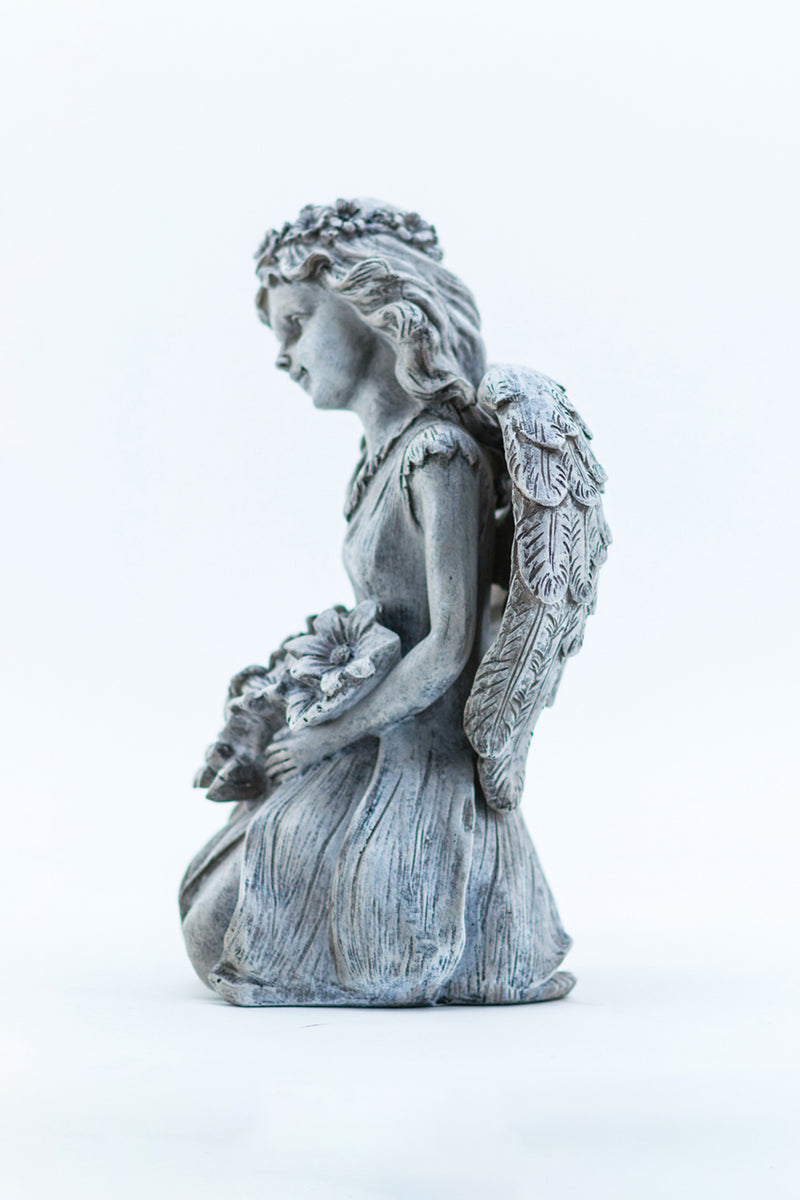 Angel Kneeling Holding Flowers HI-LINE GIFT LTD.