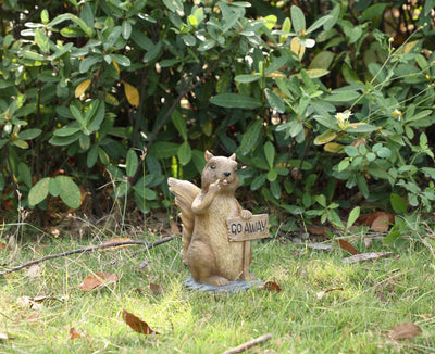 Hi-Line Exclusive - Squirrel Holding Go Away Sign HI-LINE GIFT LTD.