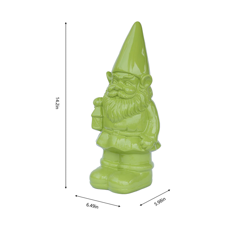 75616-09-GN - Garden Gnome Statue Holding Lantern-Green