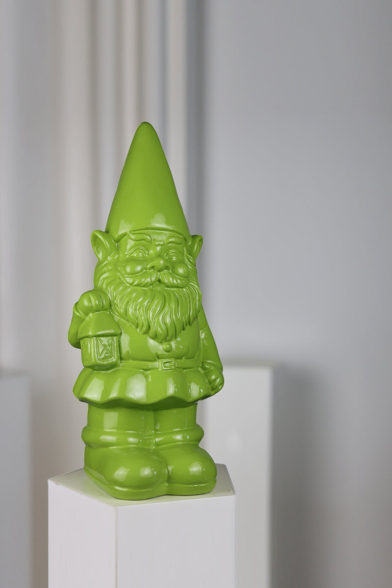 75616-09-GN - Garden Gnome Statue Holding Lantern-Green