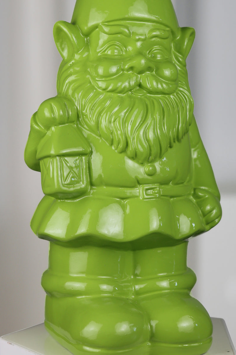 75616-09-GN - Garden Gnome Statue Holding Lantern-Green