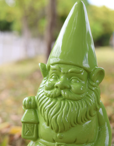 75616-09-GN - Garden Gnome Statue Holding Lantern-Green