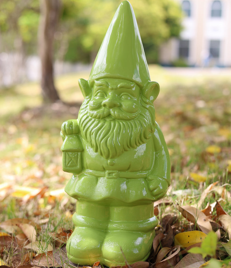 75616-09-GN - Garden Gnome Statue Holding Lantern-Green