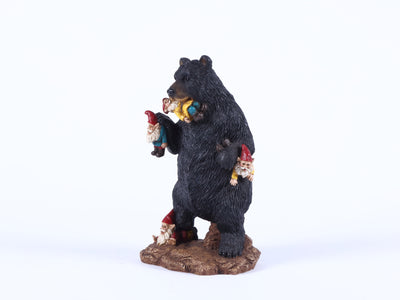 Gnomes In Trouble With Black Bear Statue HI-LINE GIFT LTD.