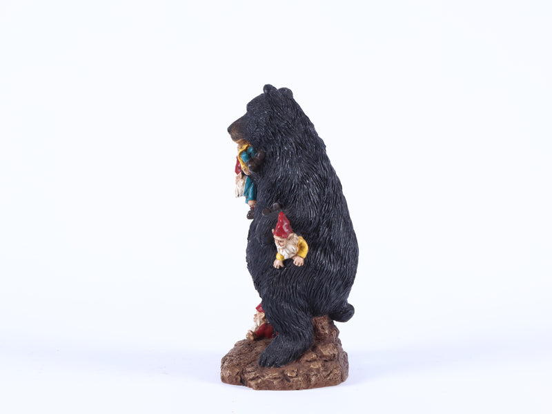 Gnomes In Trouble With Black Bear Statue HI-LINE GIFT LTD.