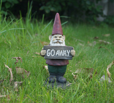 Gnome Holds Go Away Sign HI-LINE GIFT LTD.