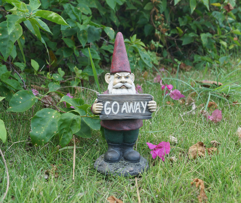 Gnome Holds Go Away Sign HI-LINE GIFT LTD.