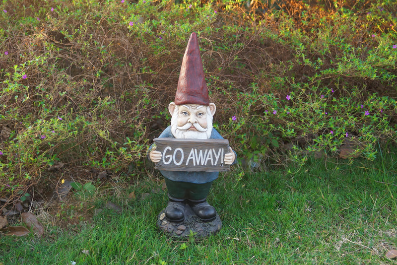 Gnome Holding Go Away Sign HI-LINE GIFT LTD.