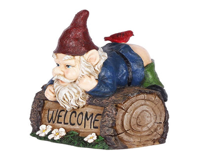 Hi-Line Exclusive - Welcome Sign Gnome Crawling Overy Trunk HI-LINE GIFT LTD.