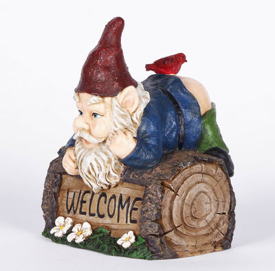 Hi-Line Exclusive - Welcome Sign Gnome Crawling Overy Trunk HI-LINE GIFT LTD.