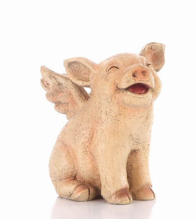 Pig With Wings Sitting Laughing Statue HI-LINE GIFT LTD.