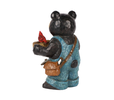 75619-E - Bear Holds Bird Bath With Cardinal Hi-Line Gift Ltd.