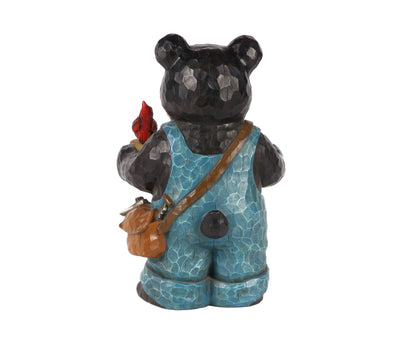 75619-E - Bear Holds Bird Bath With Cardinal Hi-Line Gift Ltd.