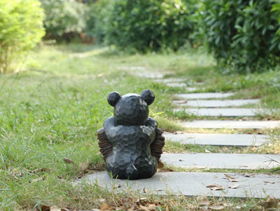 Bear Cub Holding Welcome Sign - Statue HI-LINE GIFT LTD.