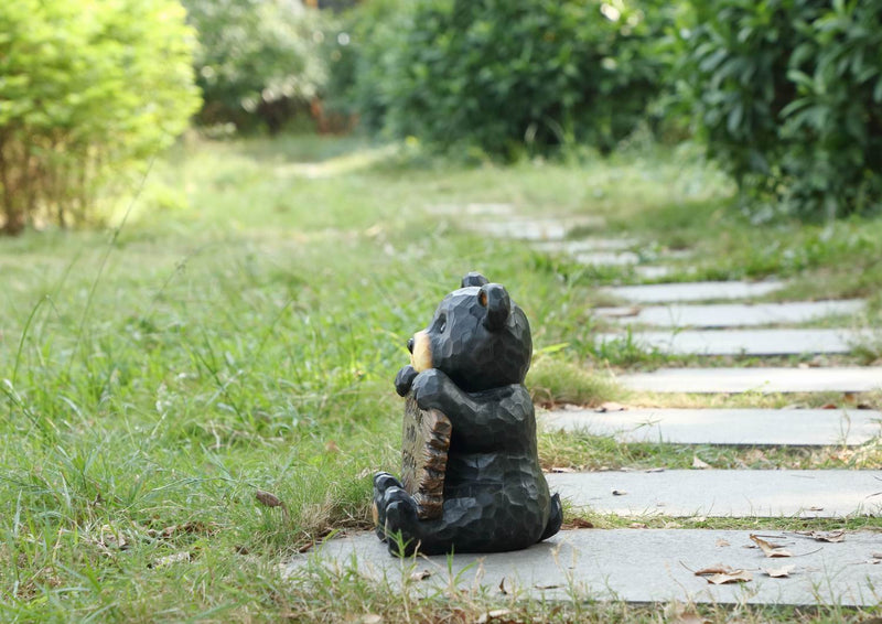 Bear Cub Holding Welcome Sign - Statue HI-LINE GIFT LTD.