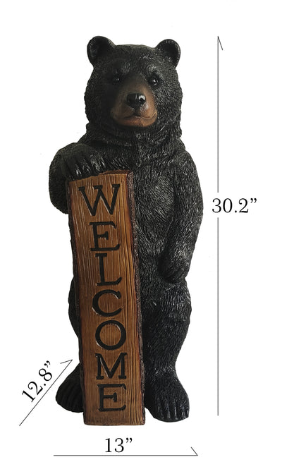 75619-N - Welcome Bear Haven: Standing Black Bear with Heartwarming Welcome Sign Hi-Line Gift Ltd.