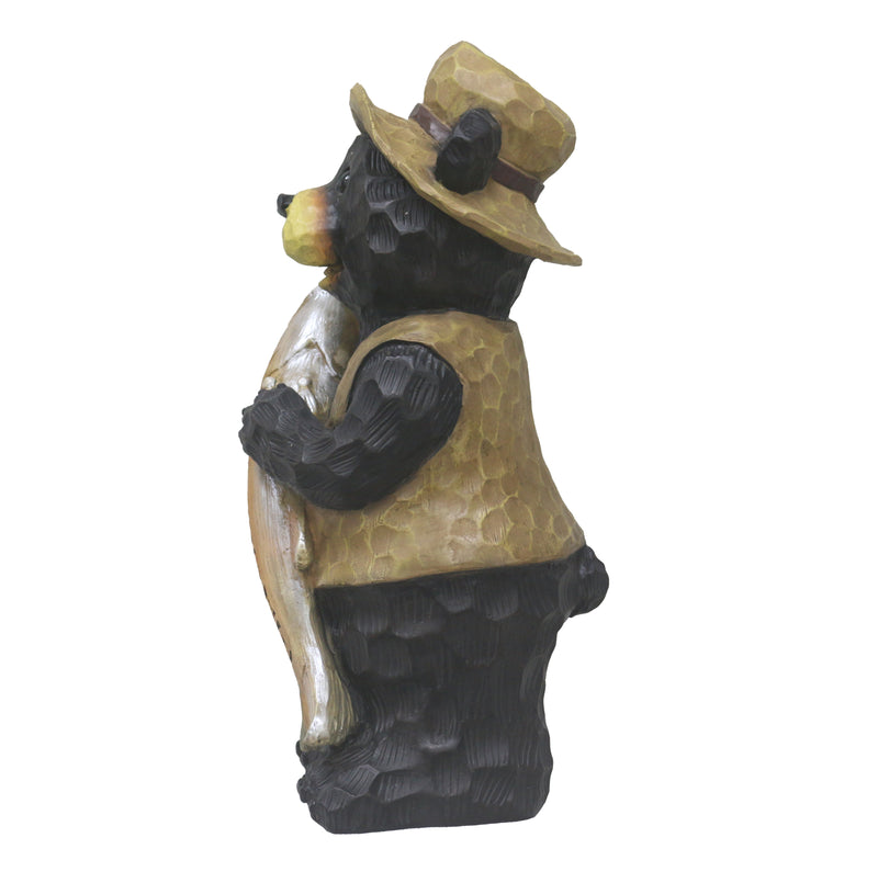 75619-P - Standing Bear with Fish Welcome Sign Hi-Line Gift Ltd.