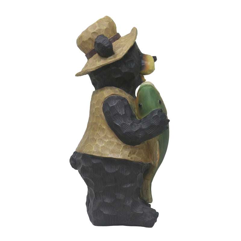 75619-P - Standing Bear with Fish Welcome Sign Hi-Line Gift Ltd.