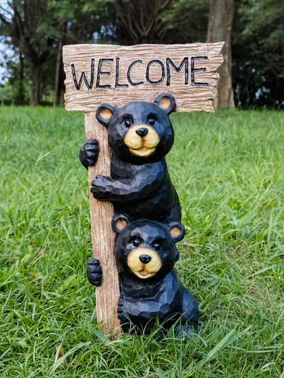 75619-Q - Stacking Bears with Welcome Sign for Garden or Home Hi-Line Gift Ltd.