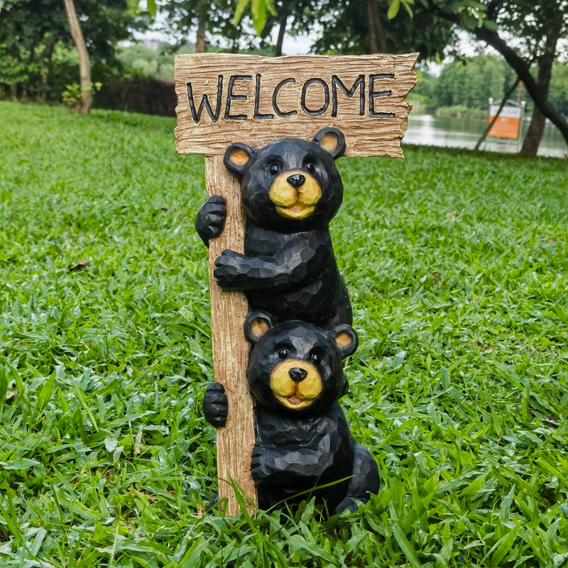 75619-Q - Stacking Bears with Welcome Sign for Garden or Home Hi-Line Gift Ltd.