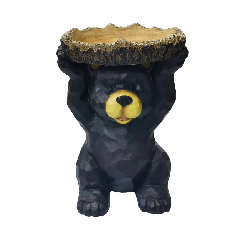 75619-S - Sitting Bear Holding Bird Bath Garden Decor Hi-Line Gift Ltd.