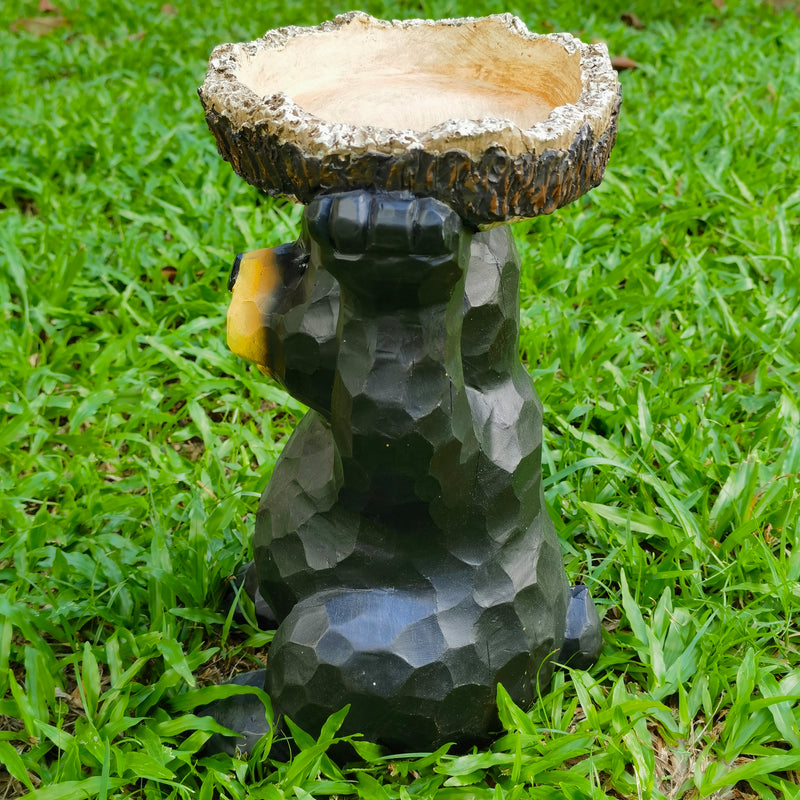 75619-S - Sitting Bear Holding Bird Bath Garden Decor Hi-Line Gift Ltd.