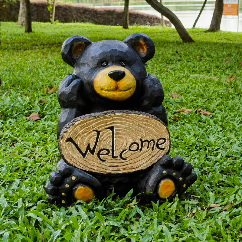 75619-U - Thinking Bear with Welcome Sign Garden Decor Hi-Line Gift Ltd.