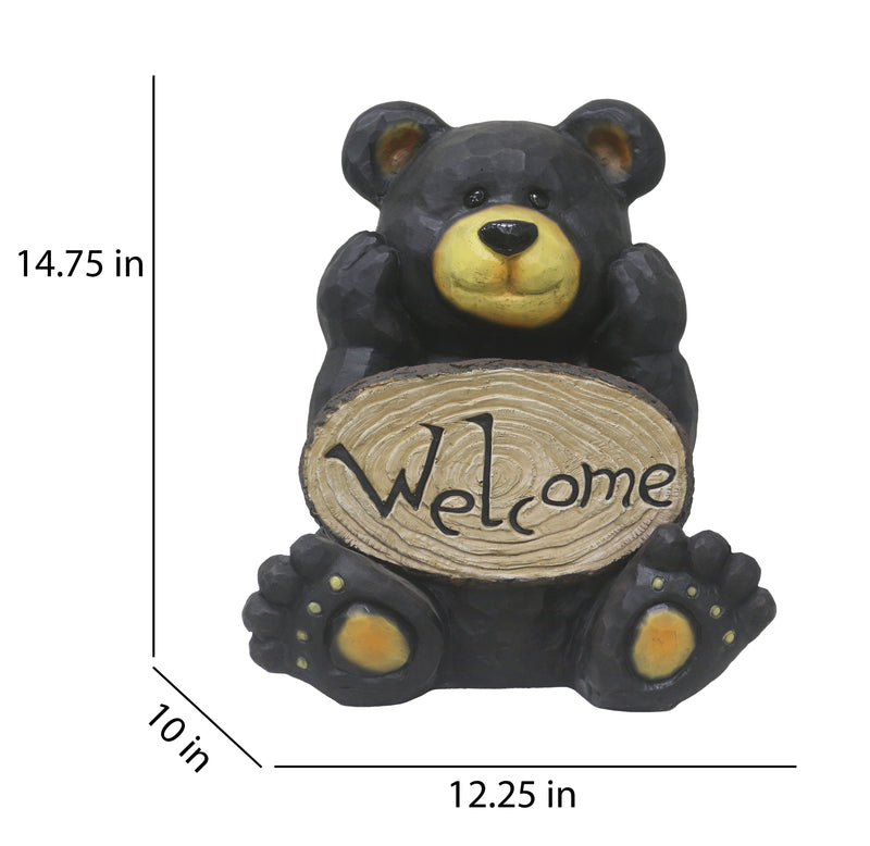 75619-U - Thinking Bear with Welcome Sign Garden Decor Hi-Line Gift Ltd.