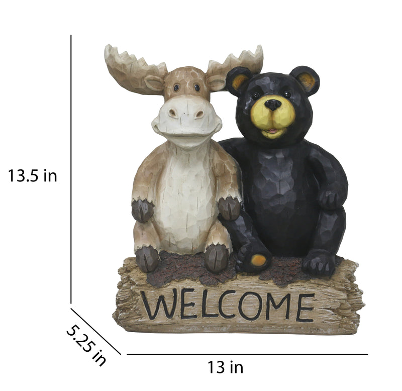 75619-V - Bear and Moose Garden Welcome Sign Hi-Line Gift Ltd.