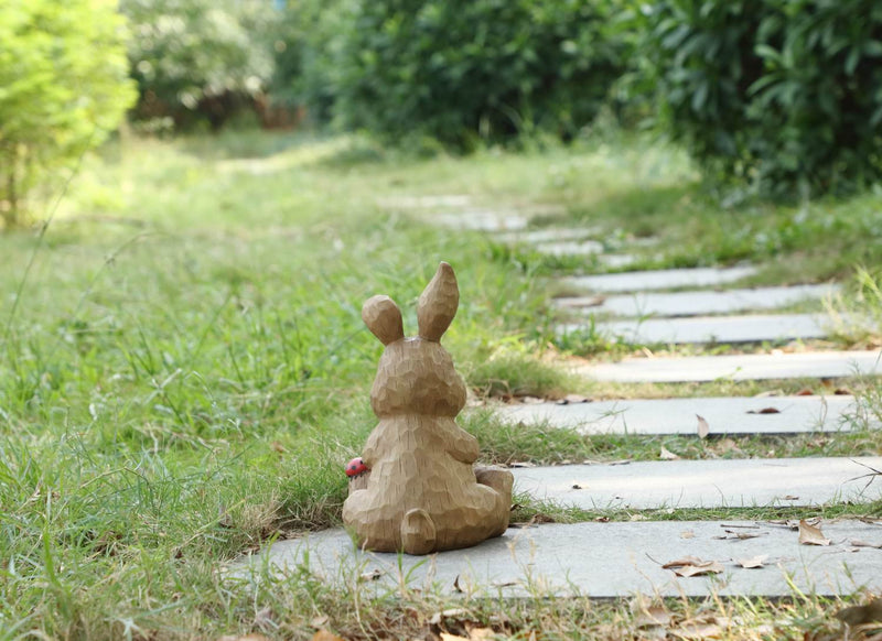 Rabbit Sitting With  Ladybug HI-LINE GIFT LTD.