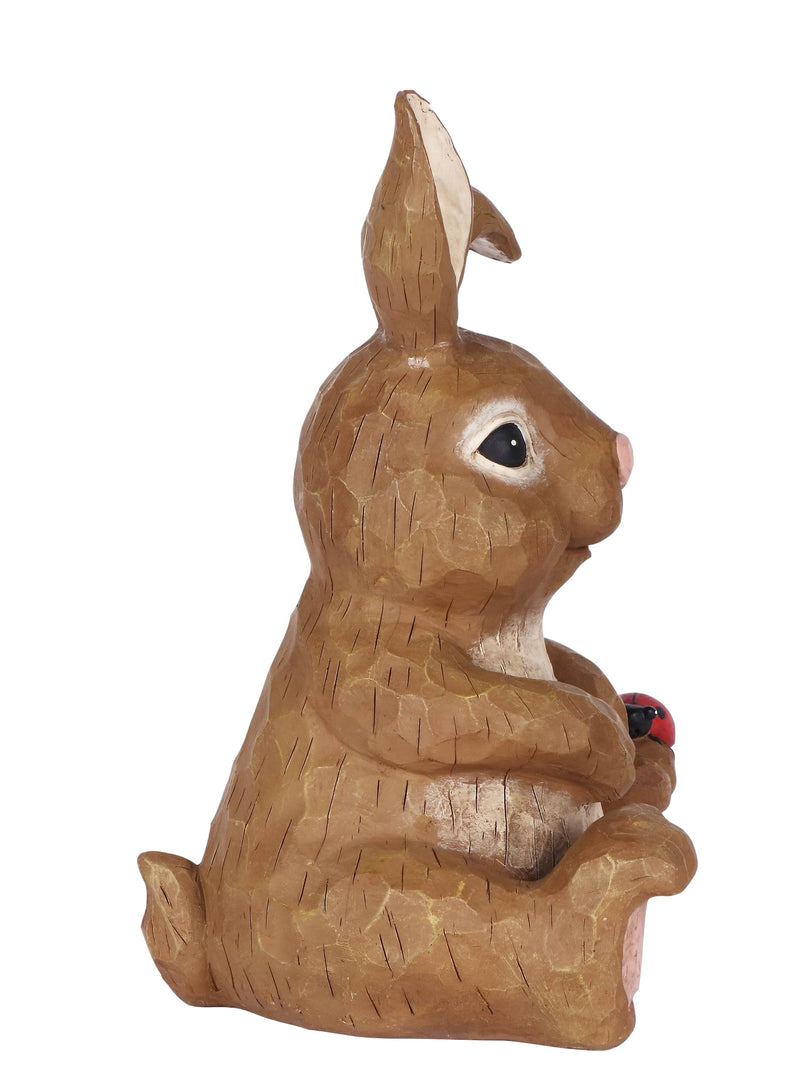 Rabbit Sitting With  Ladybug HI-LINE GIFT LTD.