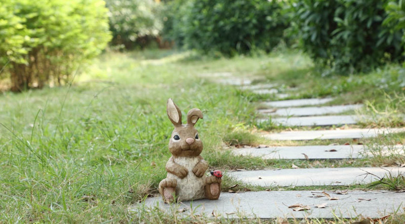 Rabbit Sitting With  Ladybug HI-LINE GIFT LTD.