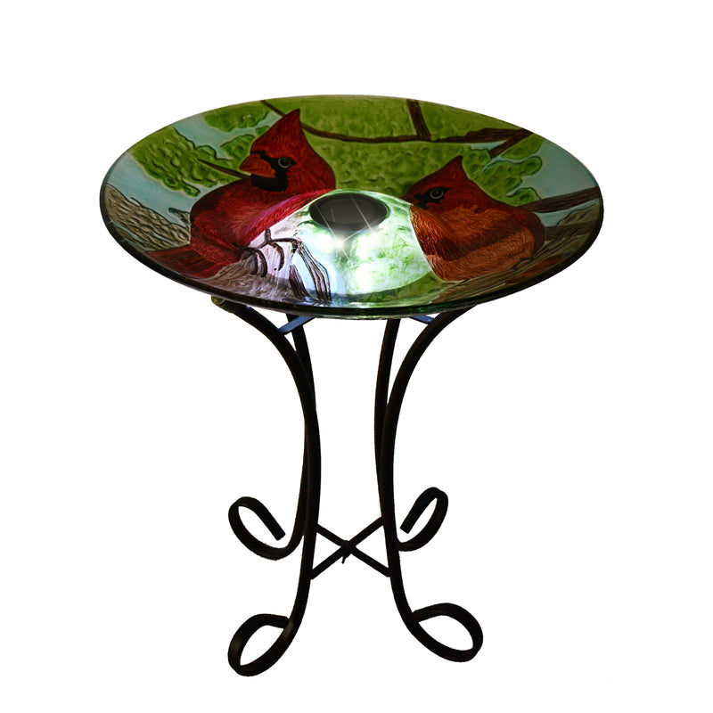 Solar Glass Bird Bath With Stand HI-LINE GIFT LTD.