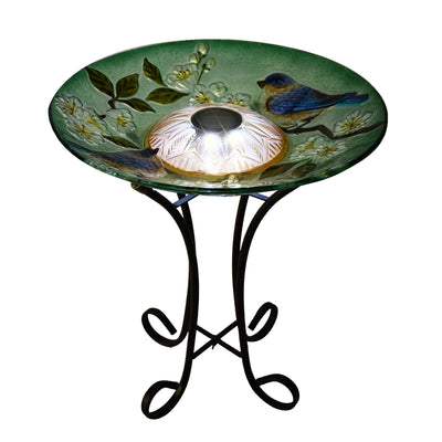 Solar Glass Bird Bath With Stand HI-LINE GIFT LTD.