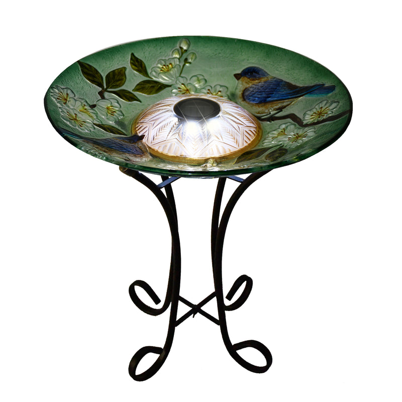 Solar Glass Bird Bath With Stand HI-LINE GIFT LTD.