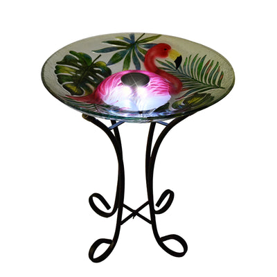 Solar Glass Bird Bath With Stand HI-LINE GIFT LTD.