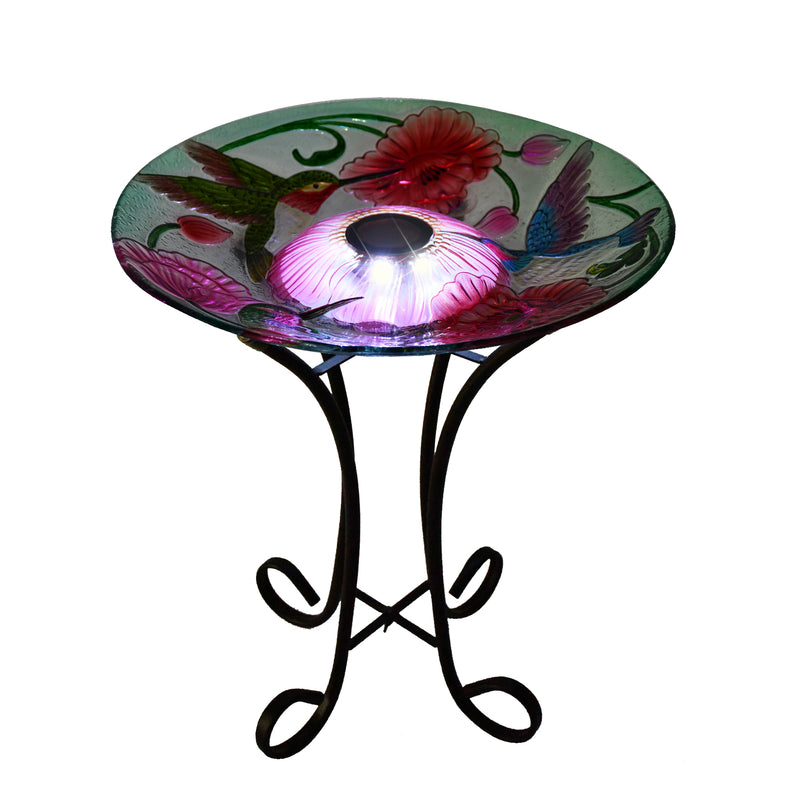 Solar Glass Bird Bath With Stand HI-LINE GIFT LTD.