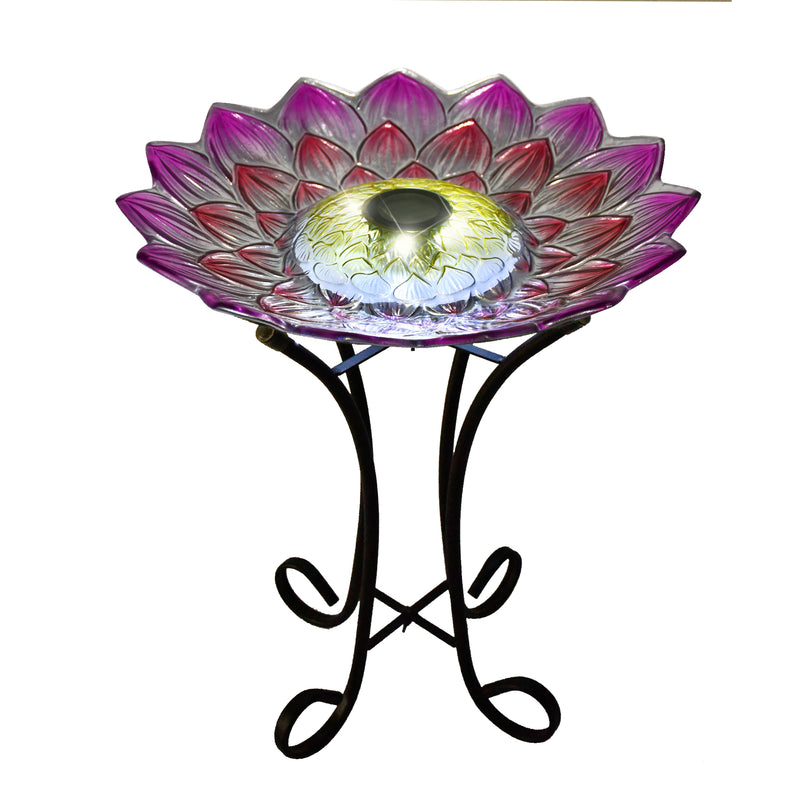 Solar Glass Bird Bath With Stand HI-LINE GIFT LTD.