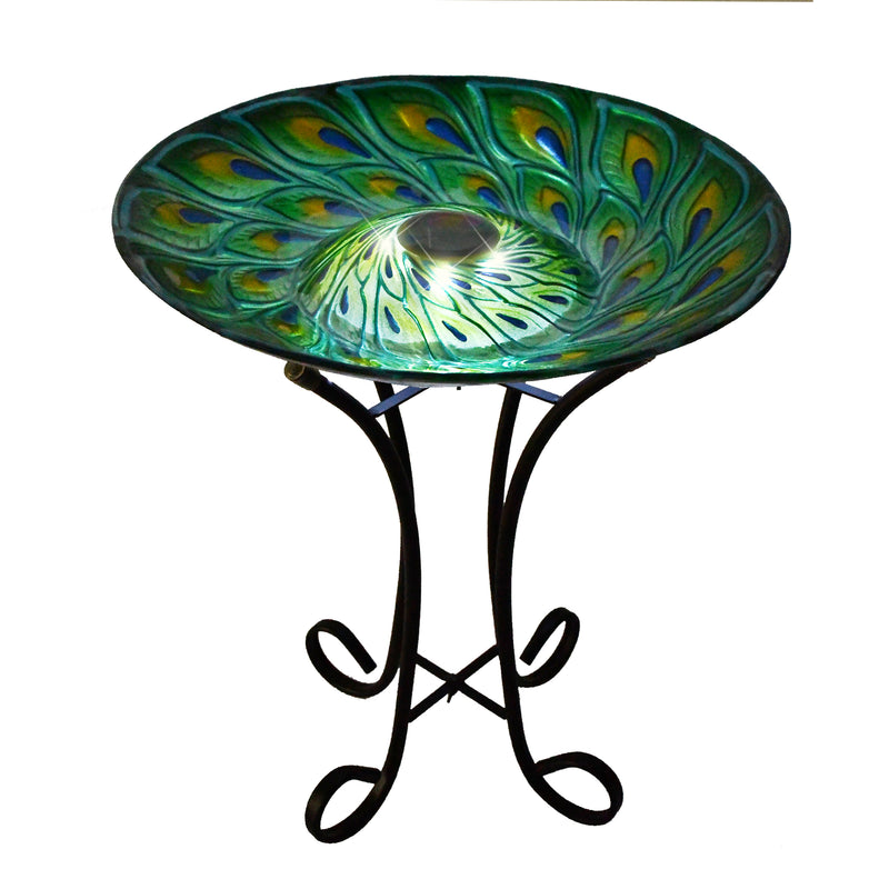 Solar Glass Bird Bath With Stand HI-LINE GIFT LTD.