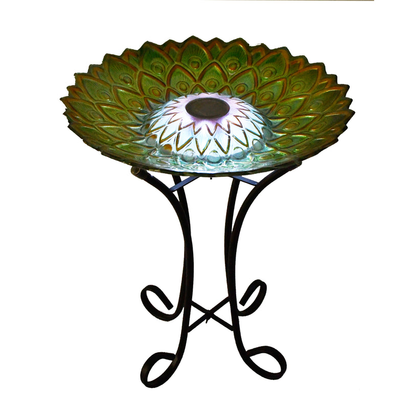 Solar Glass Bird Bath With Stand HI-LINE GIFT LTD.