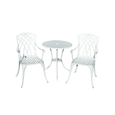 78658-A-WT -  White Haven Retreat- All-Weather Cast Aluminium Bistro Set HI-LINE GIFT